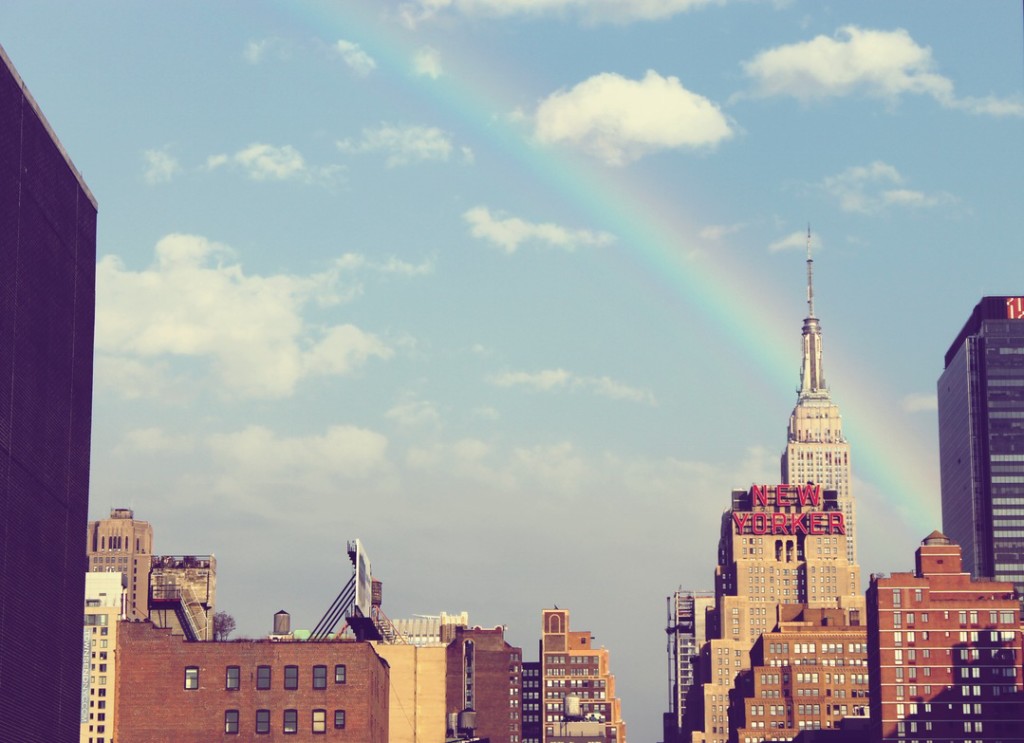 city and rainbow